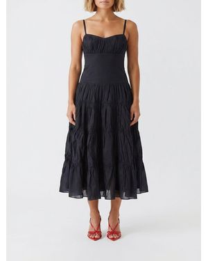 Ulla Johnson Emmalina Cotton Midi Dress - Black