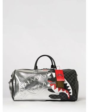 Sprayground Reisetasche Aus Karierter Saffiano-Beschichteter Baumwolle Mit Logo - Grau