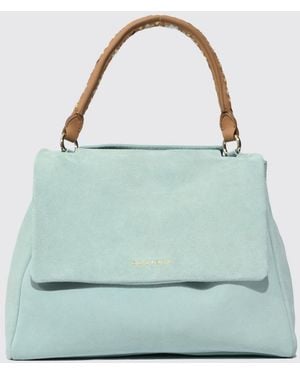 Orciani Sveva Soft Suede Bag With Embroidered Handle - Green