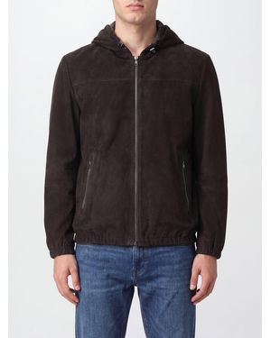 Herno Hooded Suede Sheepskin Leather Jacket With Zip Closure - Black