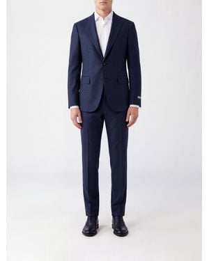 Canali Single-Breasted Virgin Wool Suit With Classic Lapels - Blue