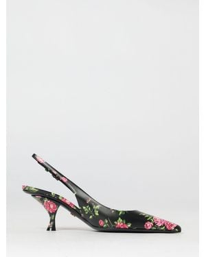 Dolce & Gabbana Dolce &Amp Gabbana Lollo Leather Slingback Court Shoes With Floral Print - Black