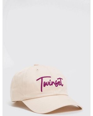 Twinset Cotton Hat With Embroidered Logo - Pink