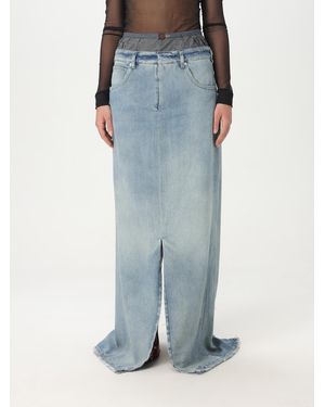 Maison Margiela Long Denim Skirt With Front Slit - Blue
