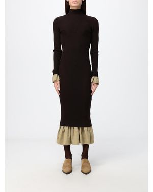 Moschino Gingham Merino Wool Midi Sheath Dress With Turtleneck - Black