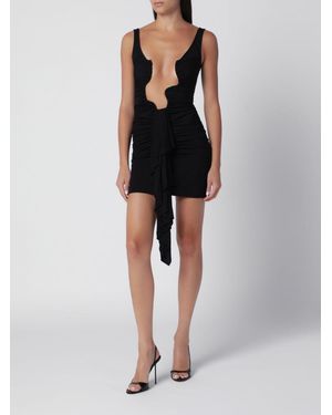 Christopher Esber Asymmetrical Viscose Sheath Mini Dress - Black
