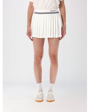 Sporty & Rich Sporty &Amp Rich Pleated Tennis Mini Skirt With Contrasting Embroidered Logo - White