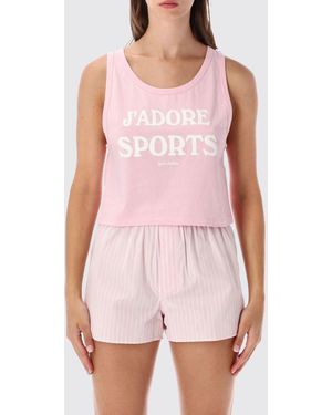 Sporty & Rich Sporty &Amp Rich Cotton Tank Top With U-Neck And Slogan Print - Pink