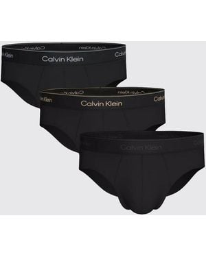 Calvin Klein Set De 3 Slips De Algodón Elástico - Negro