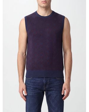 Emporio Armani Chaleco De Punto Con Cuello Redondo De Lana Virgen Y Cachemir Con Rombos - Azul