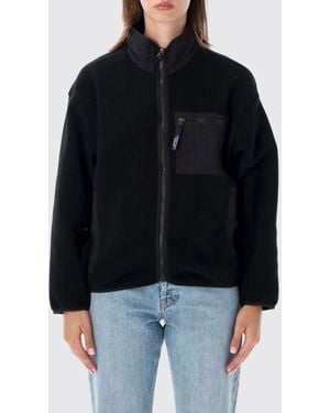 Patagonia Synchilla High-Neck Short Fleece Jacket With Patch Pockets - Black