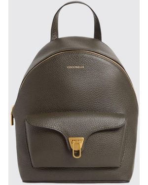Coccinelle Kleiner Beat Generation Rucksack Von Aus Leder Mit Vordertasche - Grau