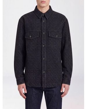 Balmain Camisa De Algodón Con Monograma Pb Labyrinth Integral - Azul