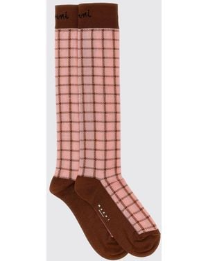 Marni Plaid Cotton Socks - Red