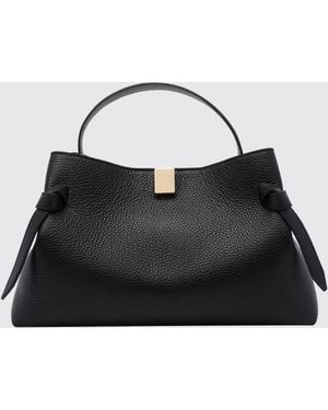 Yuzefi Gyoza Grained Calfskin Leather Handbag With Shoulder Strap - Black