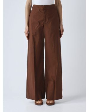 Twinset Stretch Cotton Palazzo Trousers - Brown
