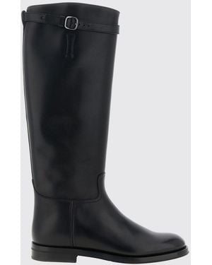 Church's Michelle Knee-High Calfskin Leather Boots With Side Buckle - Black