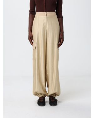 Twinset High-Waisted Wide-Leg Cotton Cargo Pants - Natural