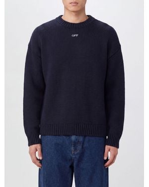 Off-White c/o Virgil Abloh Wool Crewneck Jumper With Arrow Logo And Dropped Shoulders - Blue