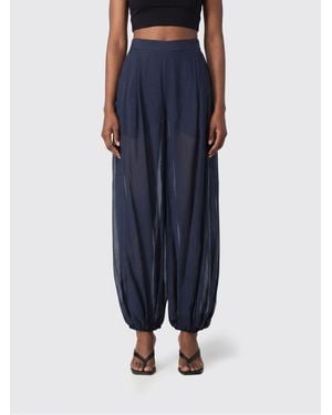 Semicouture High-Waisted Wide Leg Trousers - Blue