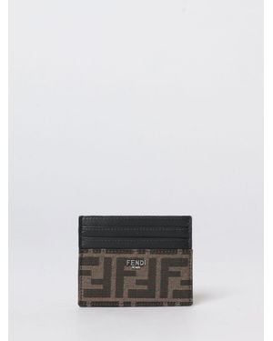 Fendi Ff Jacquard Canvas And Leather Card Holder - White
