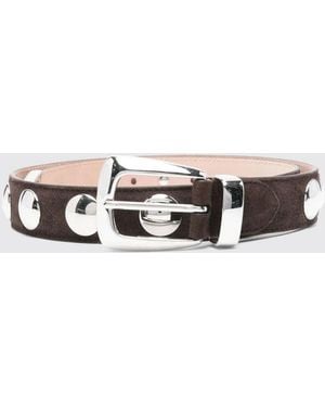 KHAITE Studded Suede Belt - White