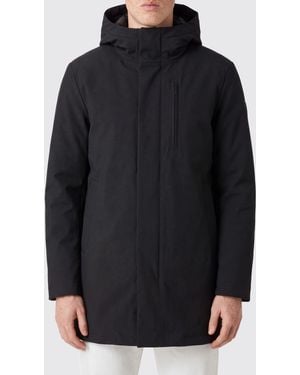 DUNO Knee-Length Viscose Blend Parka With Padded Hood - Black