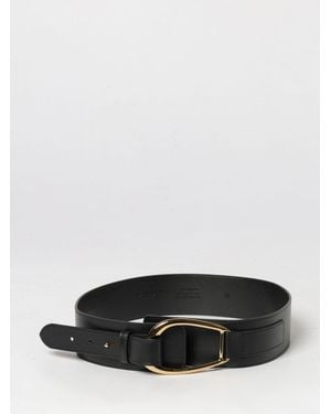 Twinset High-Waist Leather Belt With Engraved Logo Interlocking Buckle - White