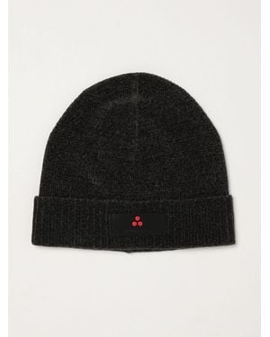 Peuterey Technical Fabric Beanie With Cuff And Logo Application - Black