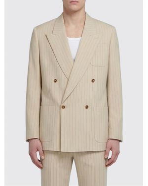 Amiri Linen Blend Double Breasted Blazer - Natural