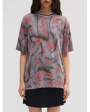 MACCAPANI Patterned Viscose T-Shirt - Blue