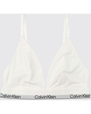 Calvin Klein Triangel-Bh Aus Baumwolle Und Modal Mit Kontrast-Logo - Natur