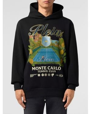 Philipp Plein Graphic Logo Print Jersey Hoodie - Black