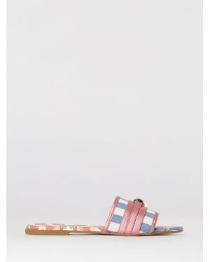 Kurt Geiger Southbank Striped Canvas And Leather Mules - Pink