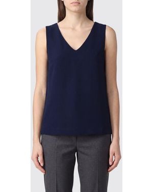 Herno Top Sin Mangas De Viscosa Con Cuello De Pico Y Diseño Minimalista - Azul