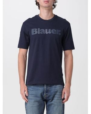 Blauer Cotton T-Shirt With Logo - Blue