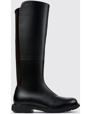 Camper Botas Altas Neuman De Piel Lisa Con Cremallera Lateral Y Puntera Redonda - Negro