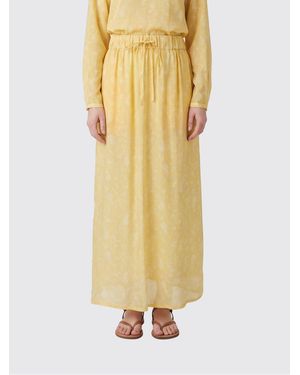 Grifoni Falda Midi Plisada De Viscosa Con Estampado Floral Y Cintura Con Cordón - Amarillo