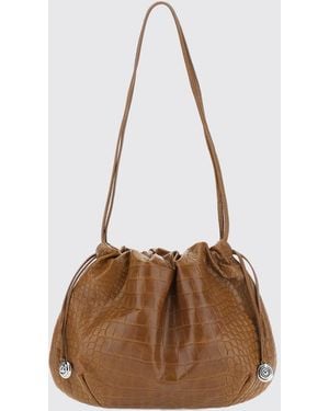 Liffner Suede Bucket Bag With Drawstring And Double Handle - Brown