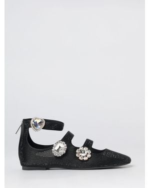 Kurt Geiger Satin Mary Jane Ballet Flats With Applied Rhinestones - White