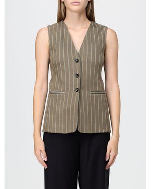 Max Mara Pinstriped Wool Blend Slim Fit Waistcoat - Natural