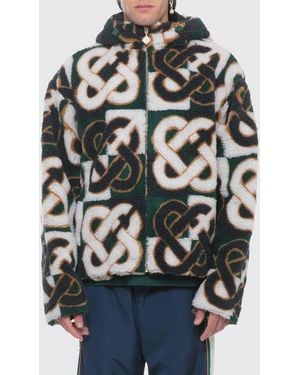 CASABLANCA Hooded Fleece Jacket With Contrasting Logo - Gray