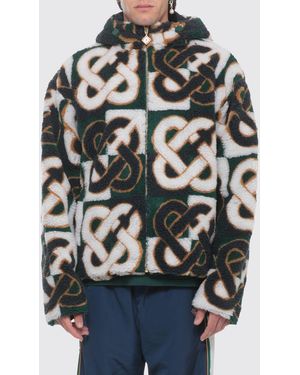 CASABLANCA Hooded Fleece Jacket With Contrasting Logo - Grey