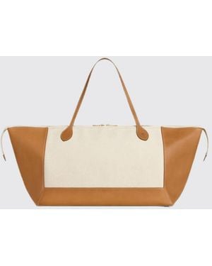 Celine Tote-Tasche Aus Baumwolle Und Leder Mit Triomphe-Logo Und Doppeltem Henkel - Natur