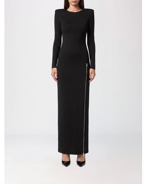 Philipp Plein Long Jersey Dress With Slit - Black