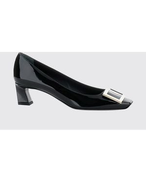 Roger Vivier Trompette Patent Leather Court Shoes With Low Heel - Black