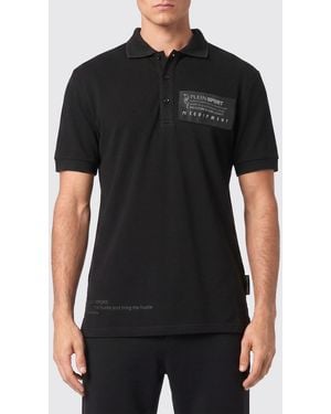 Philipp Plein Short-Sleeved Cotton Polo Shirt With Contrasting Logo - Black