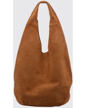 A.P.C. Le Neige Suede Leather Shoulder Bag With Rounded Shape And Flat Handle - Brown