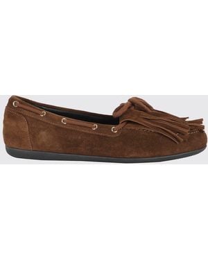 Semicouture Ria Suede Loafers With Fringes - Brown