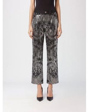 Philipp Plein Wide Leg Cropped Stretch Denim Jeans With Crystals - Black